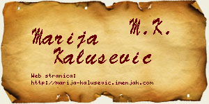 Marija Kalušević vizit kartica